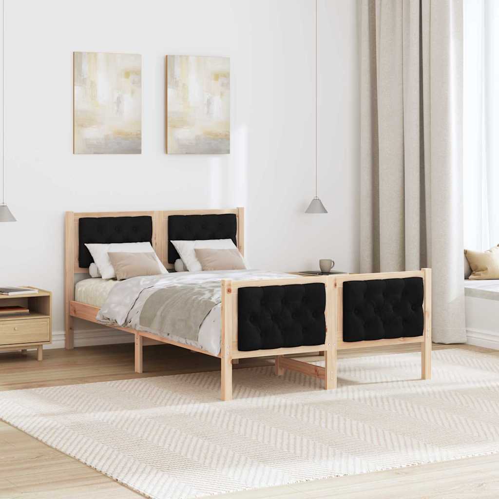 Struttura del letto Nero 135 x 190 cm Pino massello | homemem39