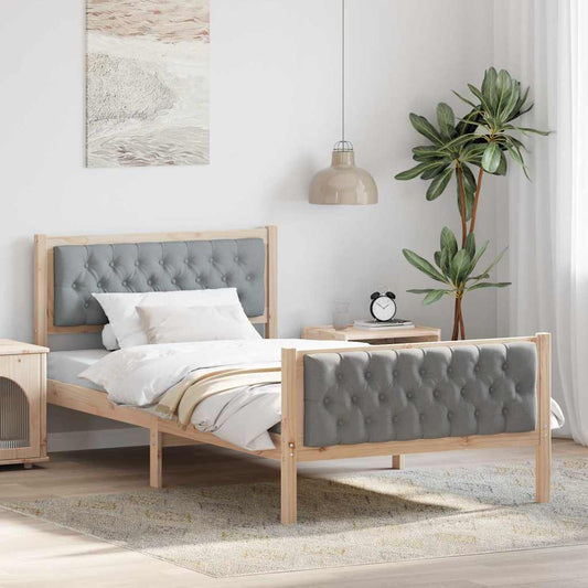 Struttura del letto Grigio chiaro 100 x 200 cm Pino massello | homemem39