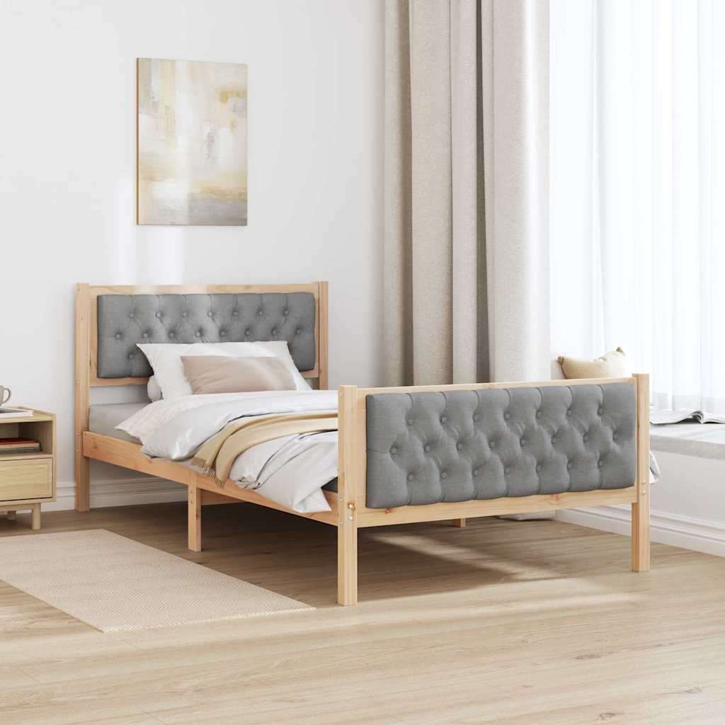 Struttura del letto Grigio chiaro 100 x 200 cm Pino massello | homemem39