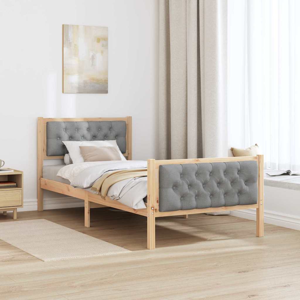 Struttura del letto Grigio chiaro 90 x 200 cm Pino massello | homemem39