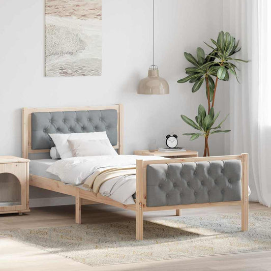 Struttura del letto Grigio chiaro 90 x 190 cm Pino massello | homemem39