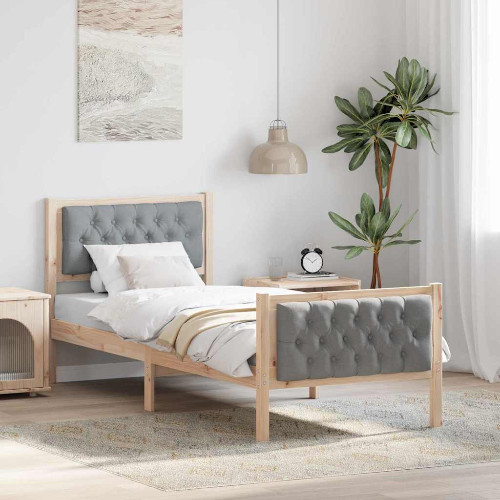 Struttura del letto Grigio chiaro 75 x 190 cm Pino massello | homemem39