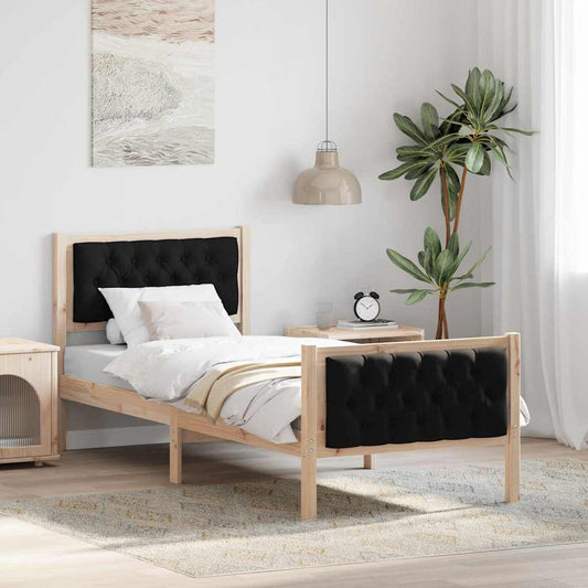 Struttura del letto con testiera Nero 75 x 190 cm Pino massello | homemem39