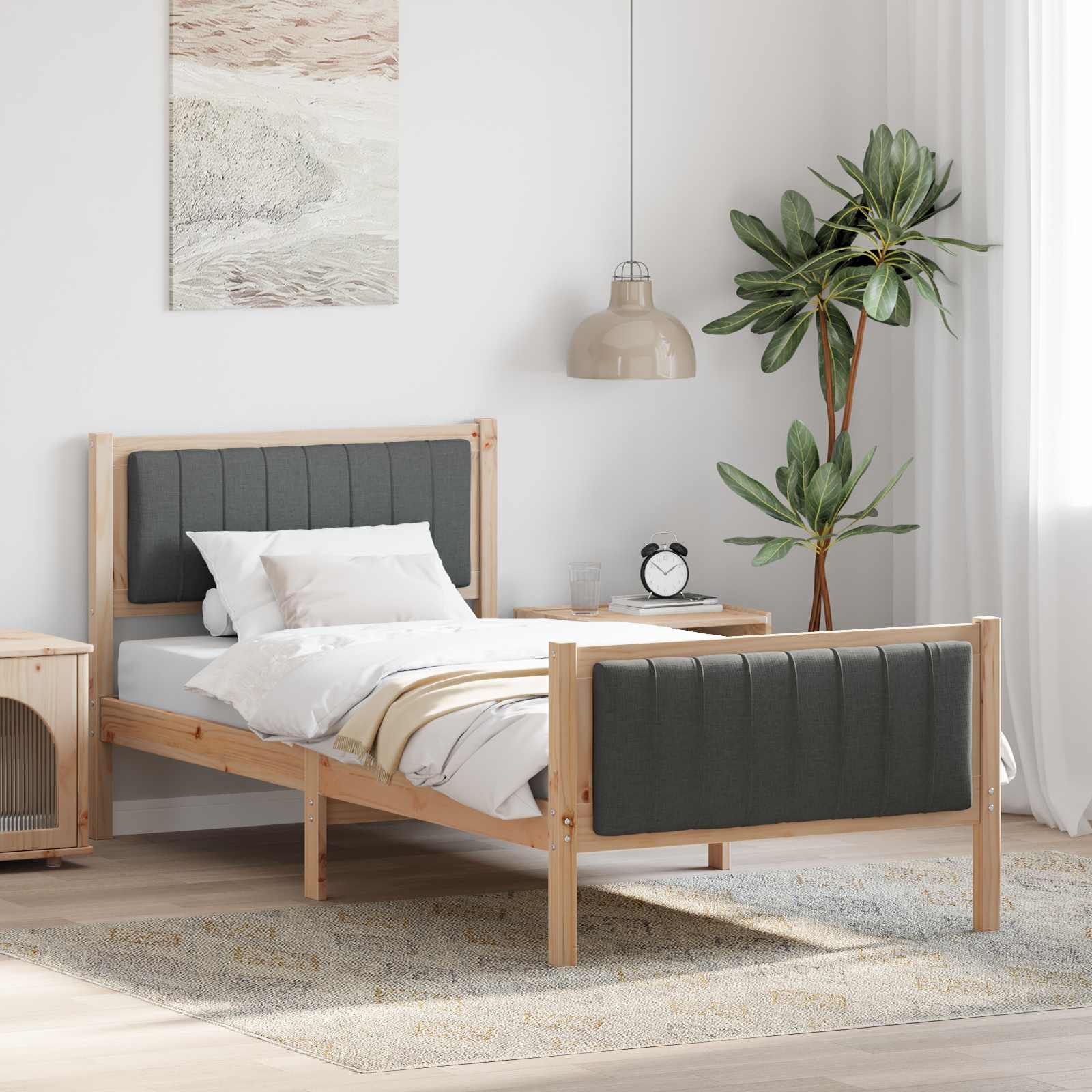 Struttura del Letto marrone e grigio scuro 90 x 200 cm | homemem39