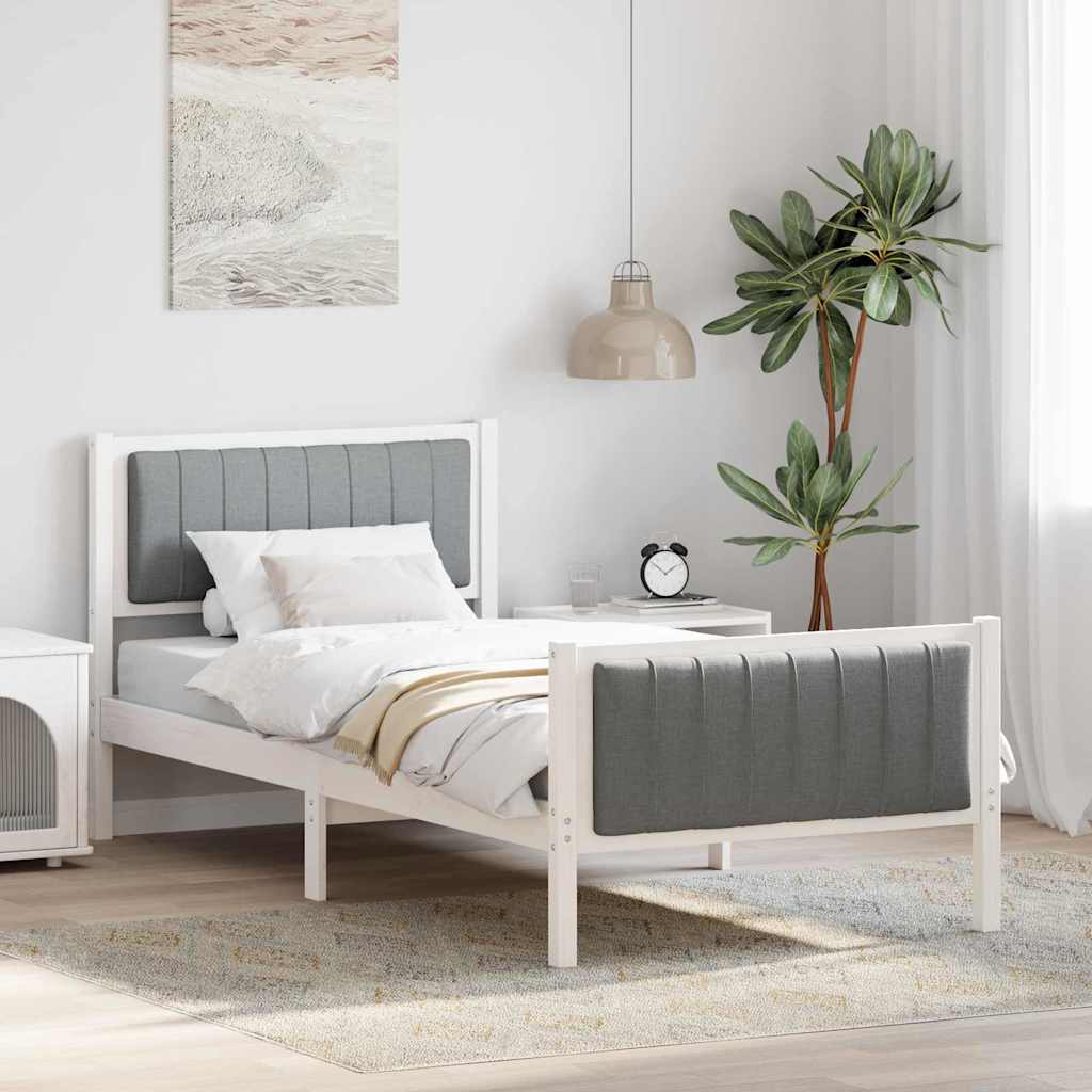 Struttura del Letto Bianco e grigio chiaro 90 x 200 cm | homemem39