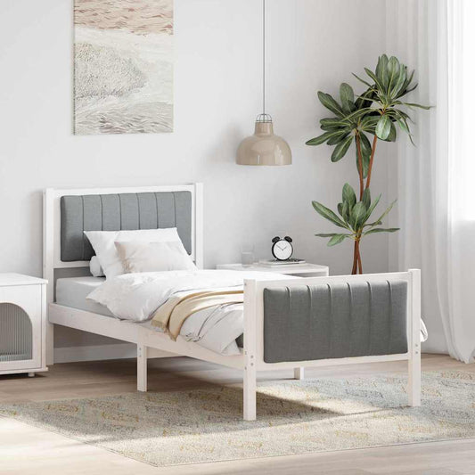 Struttura del Letto Bianco e grigio chiaro 75 x 190 cm | homemem39