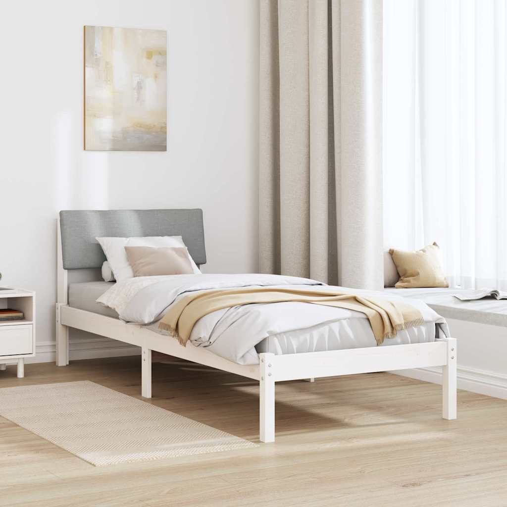 Struttura del Letto Bianco e grigio chiaro 75 x 190 cm | homemem39