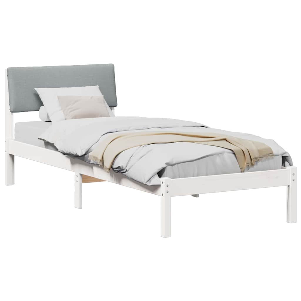 Struttura del Letto Bianco e grigio chiaro 75 x 190 cm | homemem39