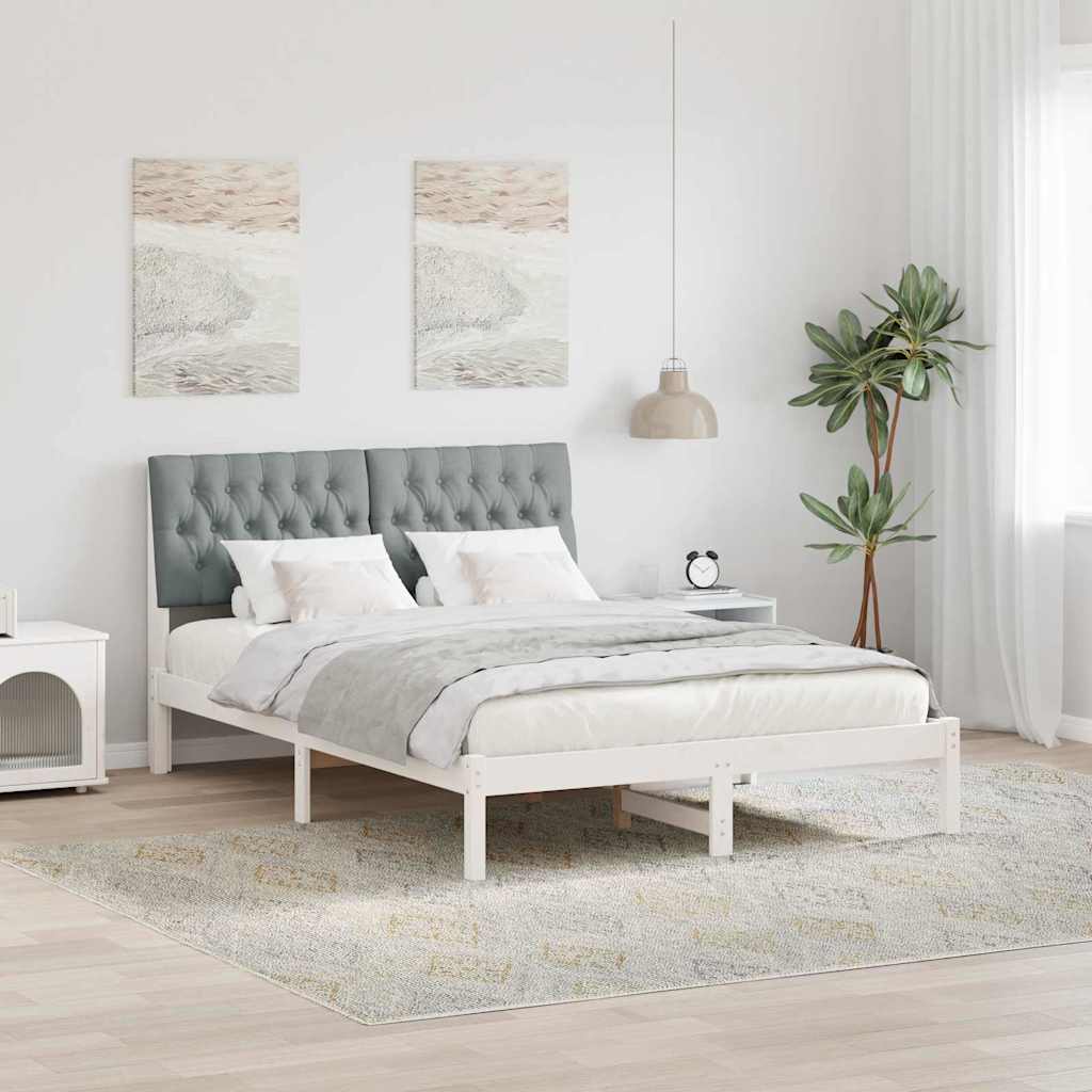 Letto con Testiera Rivestita con testiera Bianco 135 x 190 cm