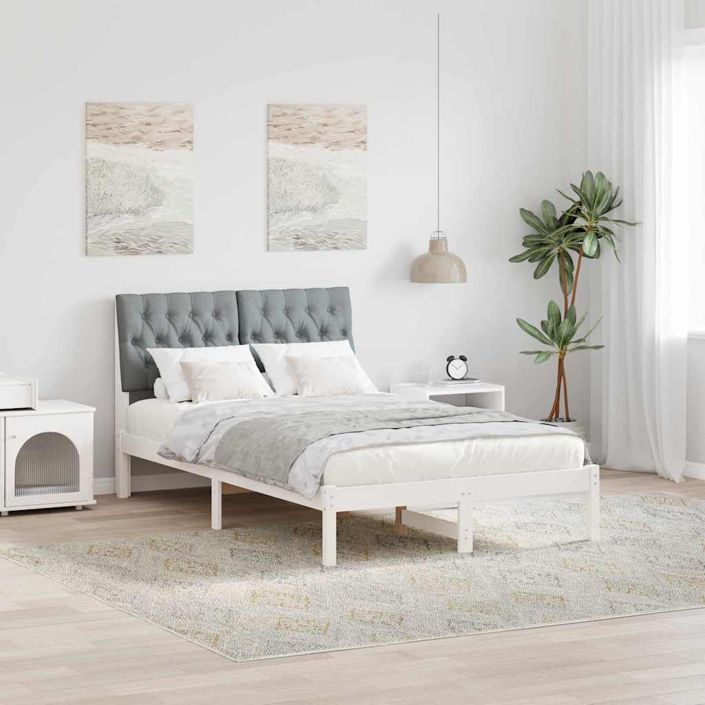 Letto con Testiera Rivestita con testiera Bianco 120 x 190 cm
