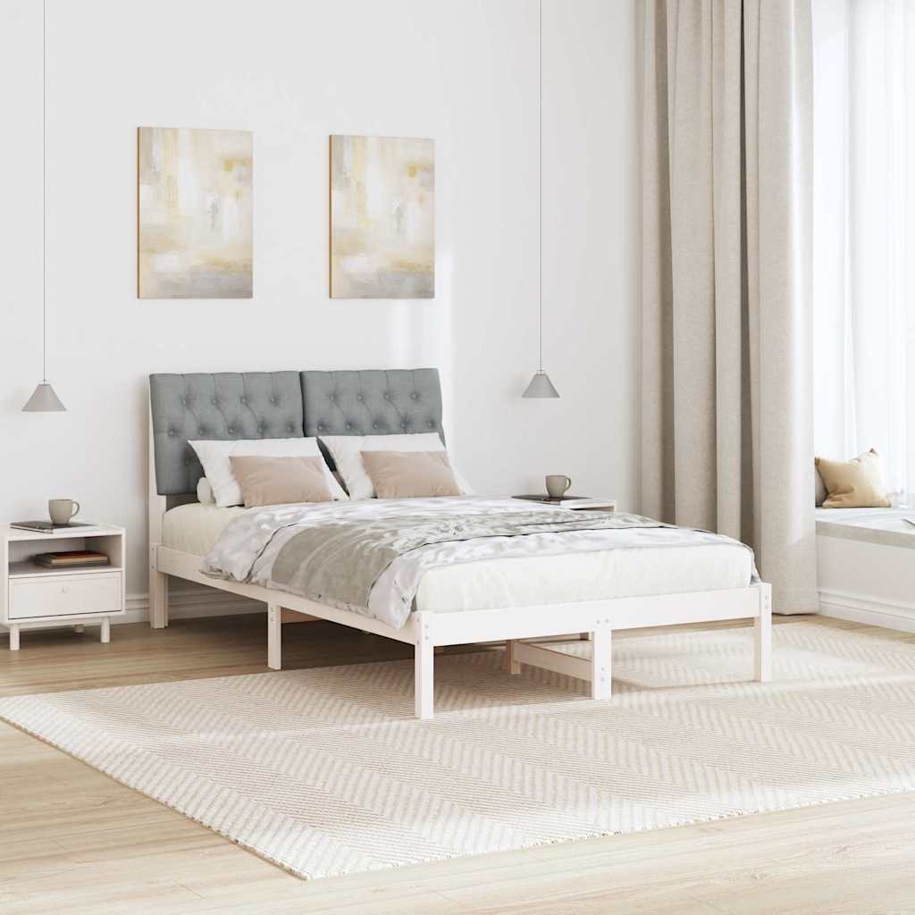 Letto con Testiera Rivestita con testiera Bianco 120 x 190 cm