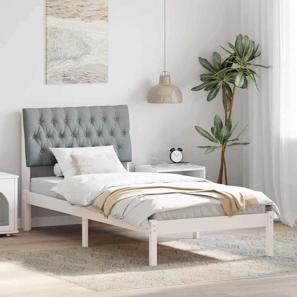 Letto con Testiera Rivestita con testiera Bianco 90 x 190 cm