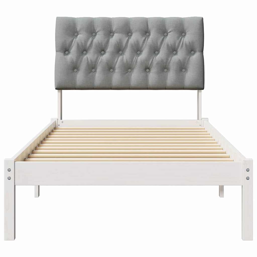 Letto con Testiera Rivestita con testiera Bianco 90 x 190 cm