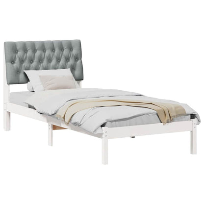 Letto con Testiera Rivestita con testiera Bianco 90 x 190 cm