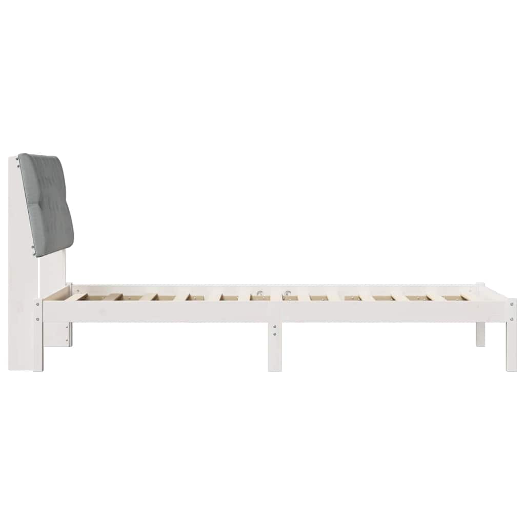 Letto con Testiera Rivestita con testiera Bianco 90 x 190 cm