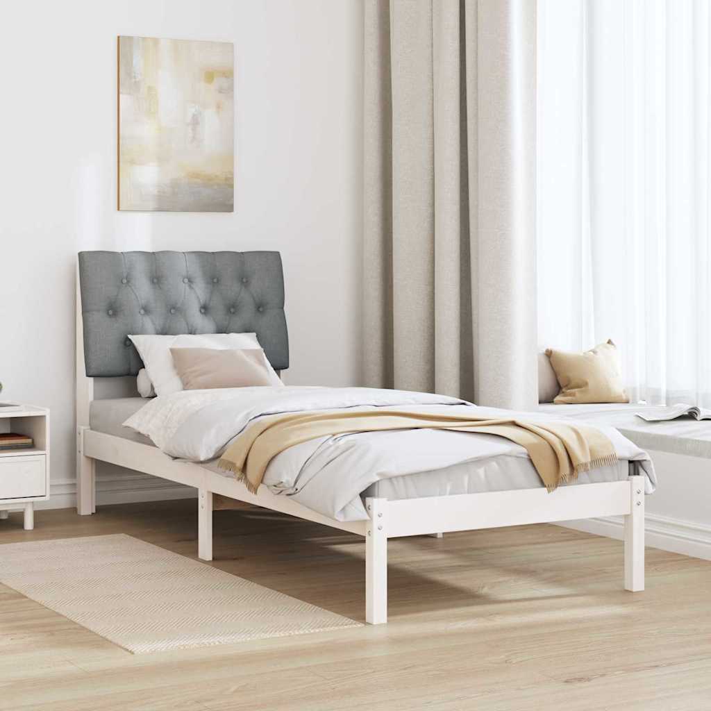 Letto con Testiera Rivestita con testiera Bianco 75 x 190 cm