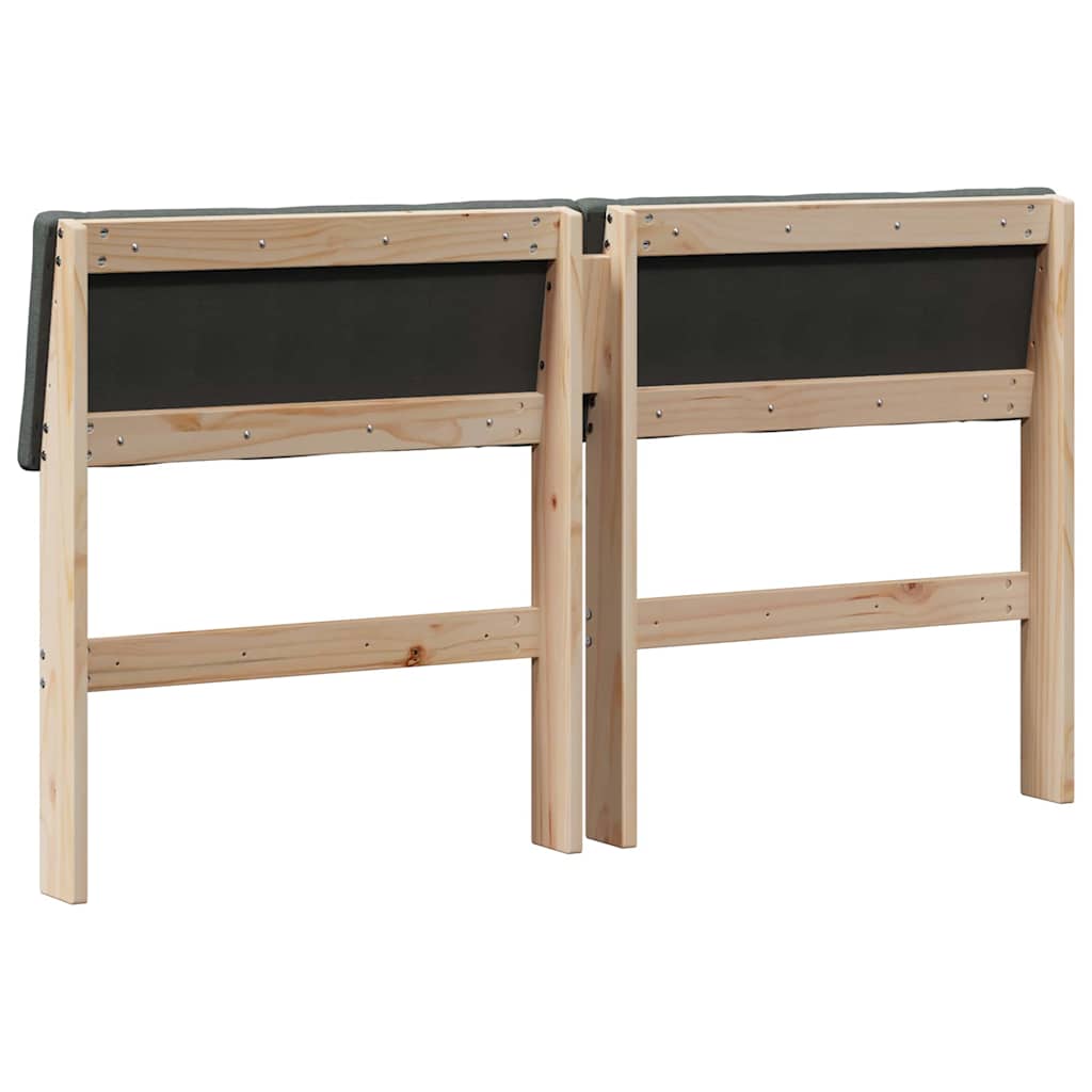 Testiera imbottita Grigio scuro 135 cm Pino massello