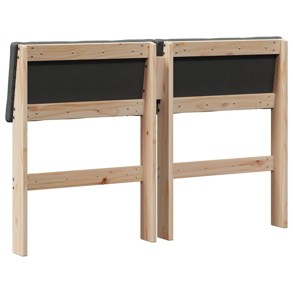 Testiera imbottita Grigio scuro 120 cm Pino massello