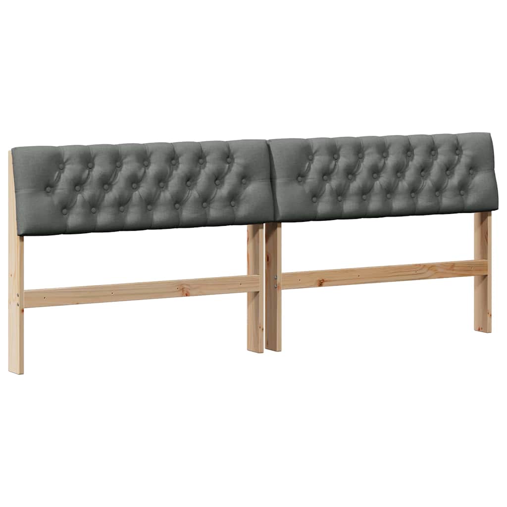 Testiera imbottita Grigio scuro 200 cm Pino massello
