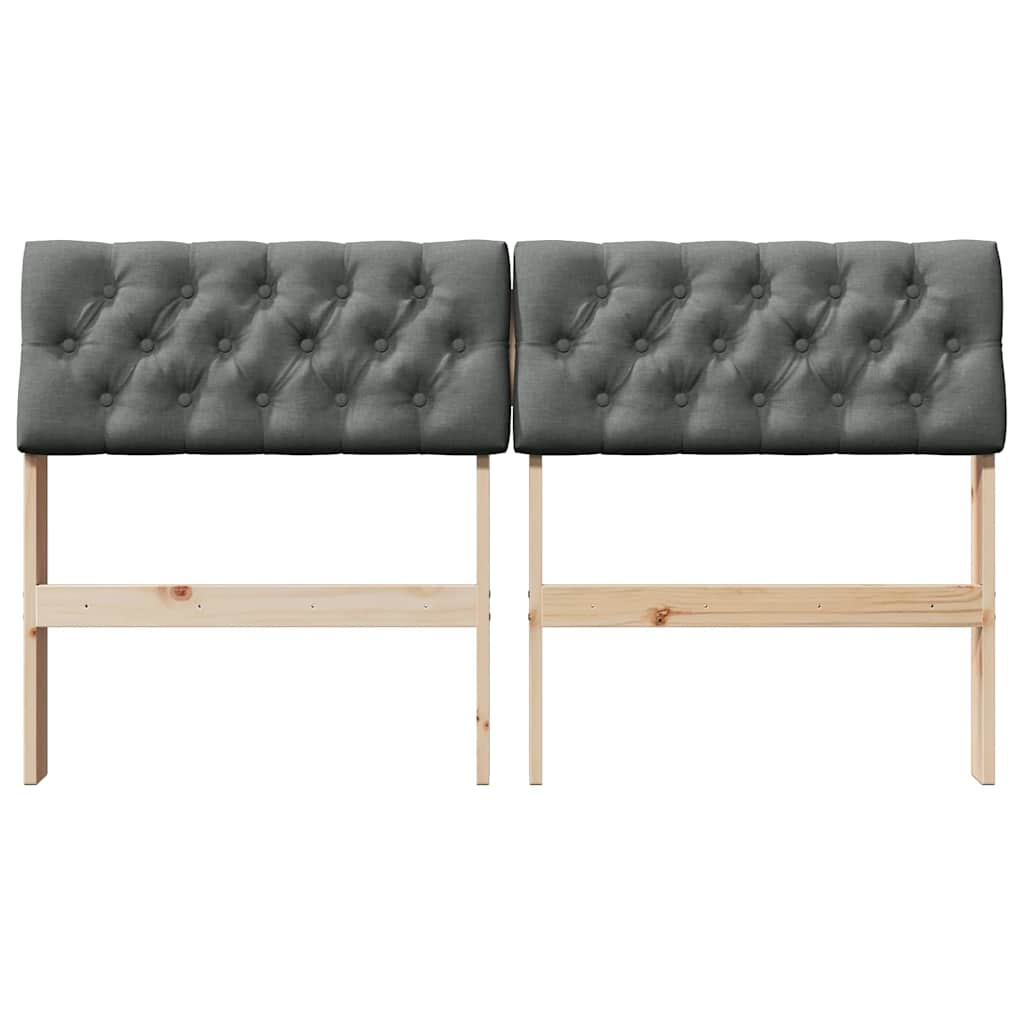 Testiera imbottita Grigio scuro 140 cm Pino massello