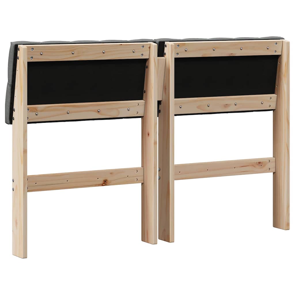 Testiera imbottita Grigio scuro 120 cm Pino massello