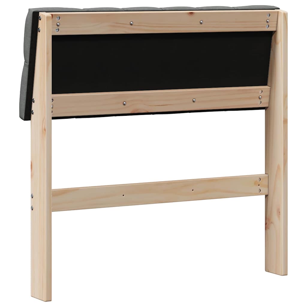 Testiera imbottita Grigio scuro 80 cm Pino massello