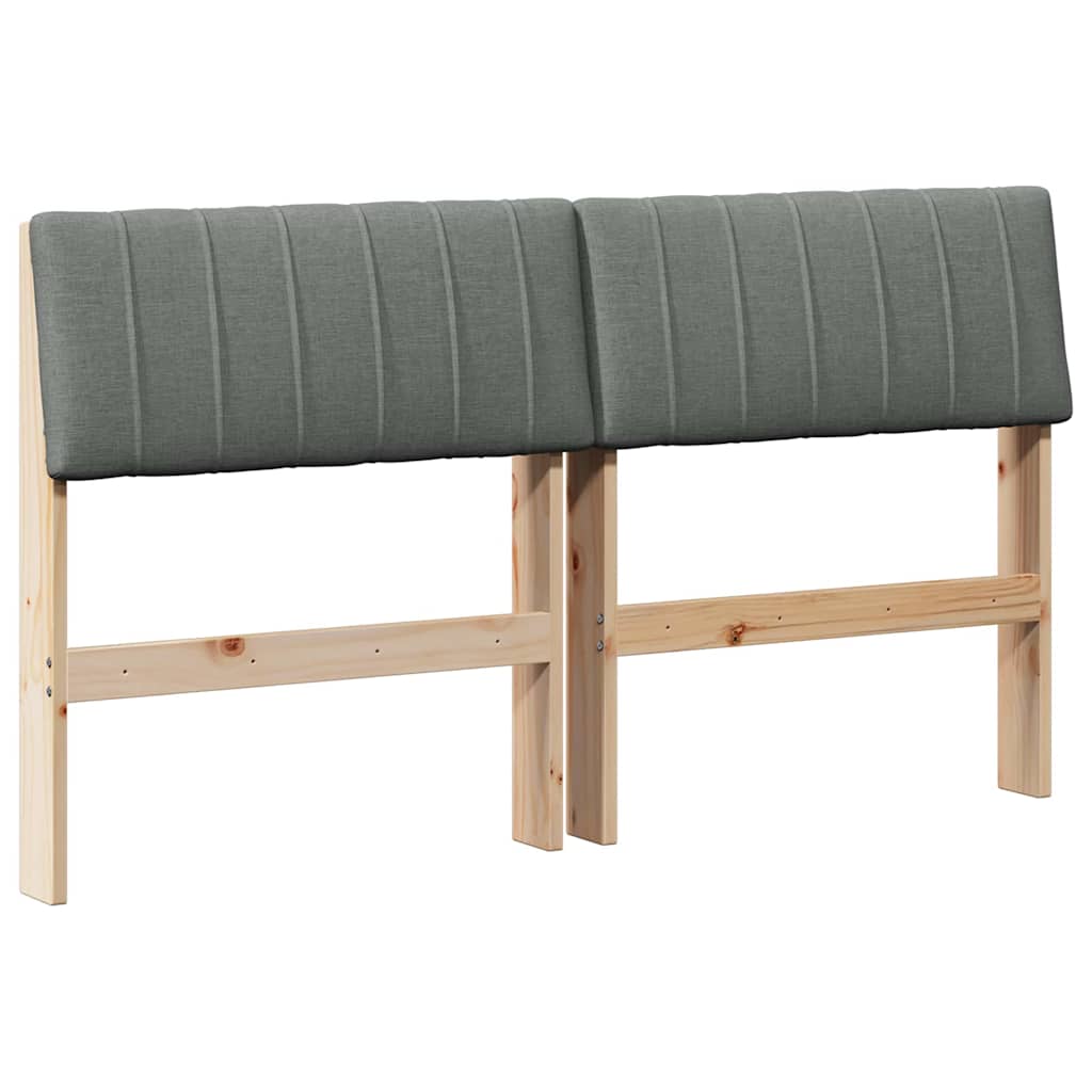 Testiera imbottita Grigio scuro 135 cm Pino massello