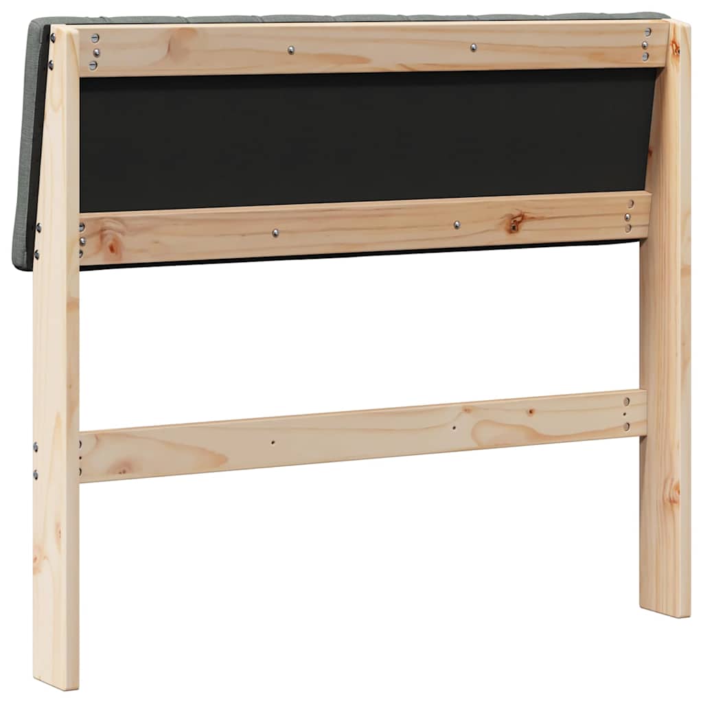 Testiera imbottita Grigio scuro 90 cm Pino massello