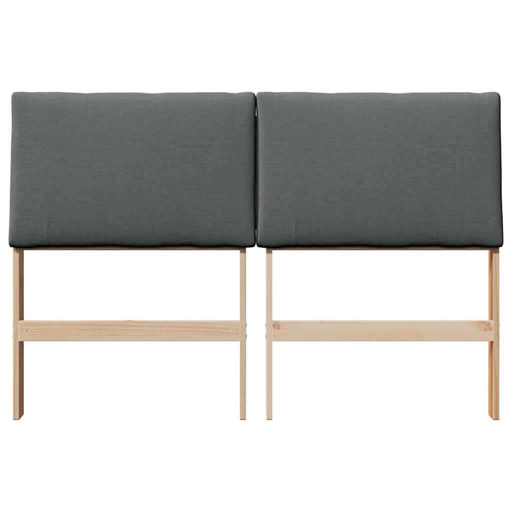 Testiera imbottita Grigio scuro 150 cm Pino massello