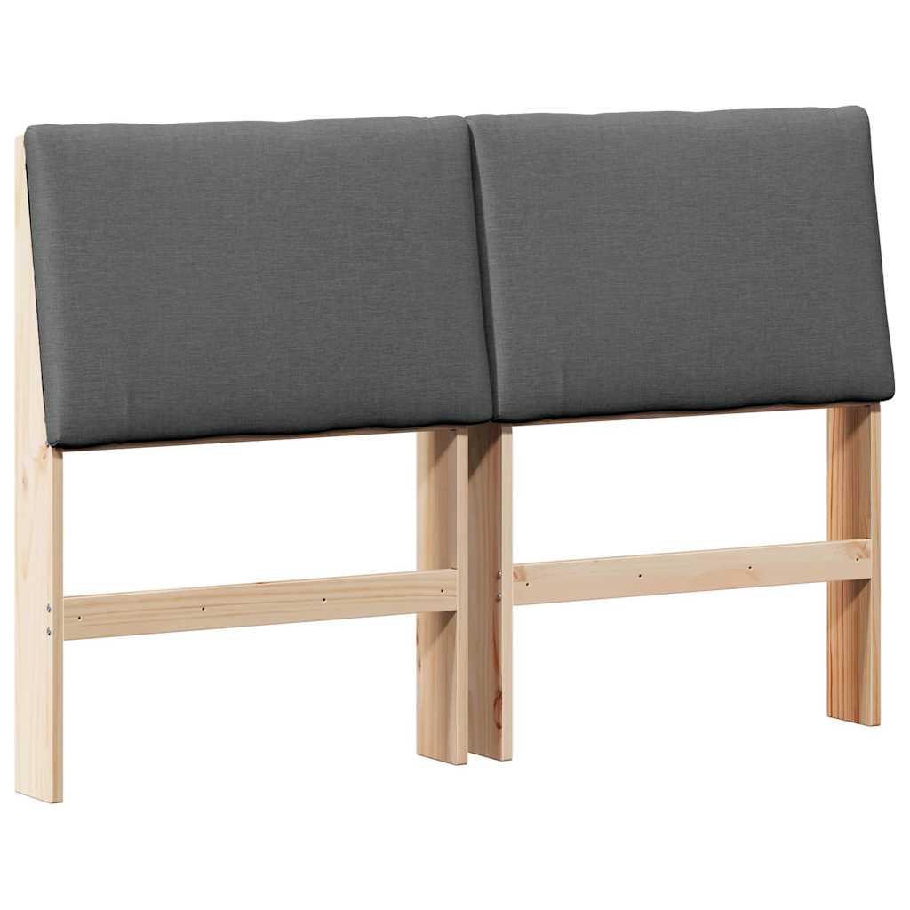 Testiera imbottita Grigio scuro 140 cm Pino massello