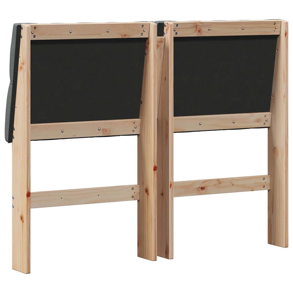 Testiera imbottita Grigio scuro 120 cm Pino massello