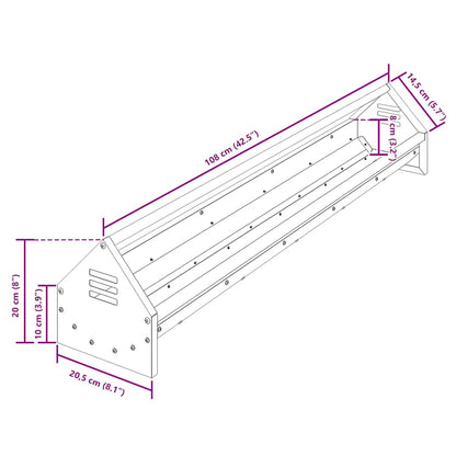 Mangiatoia per polli Argento 108 x 20,5 x 20 cm Acciaio zincato | homemem39