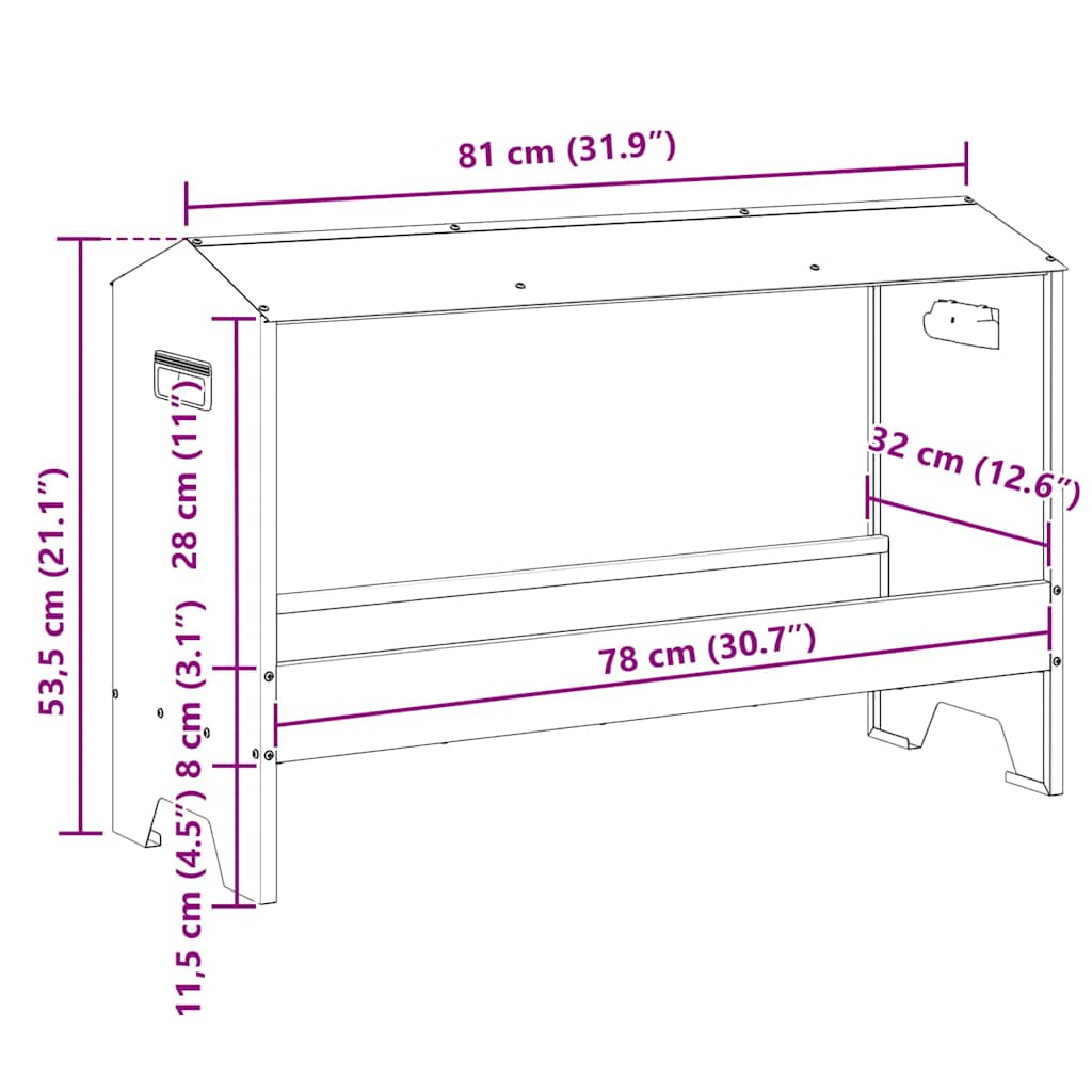 Mangiatoia per polli Nero 81 x 32 x 53,5 cm