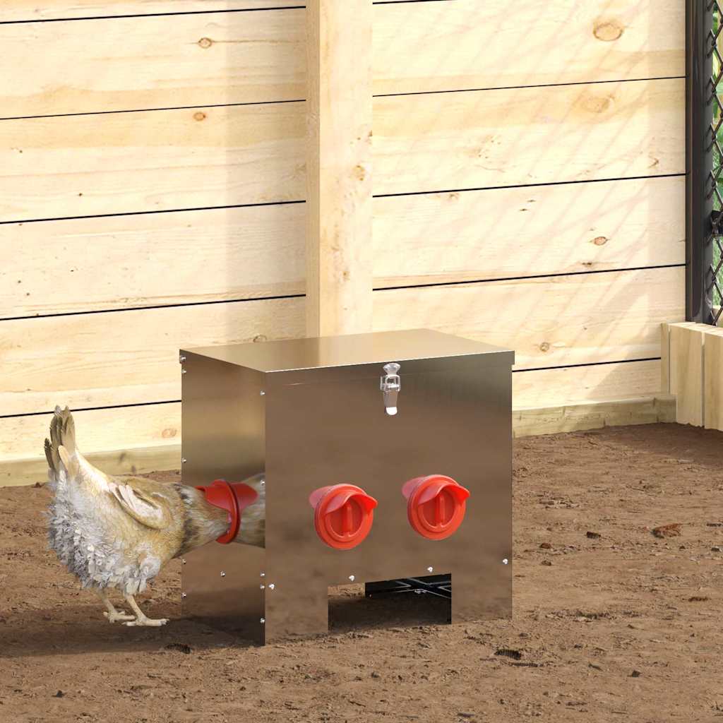 Feeder per pollo Argento 60.5 x 29 x 51 cm Acciaio zincato