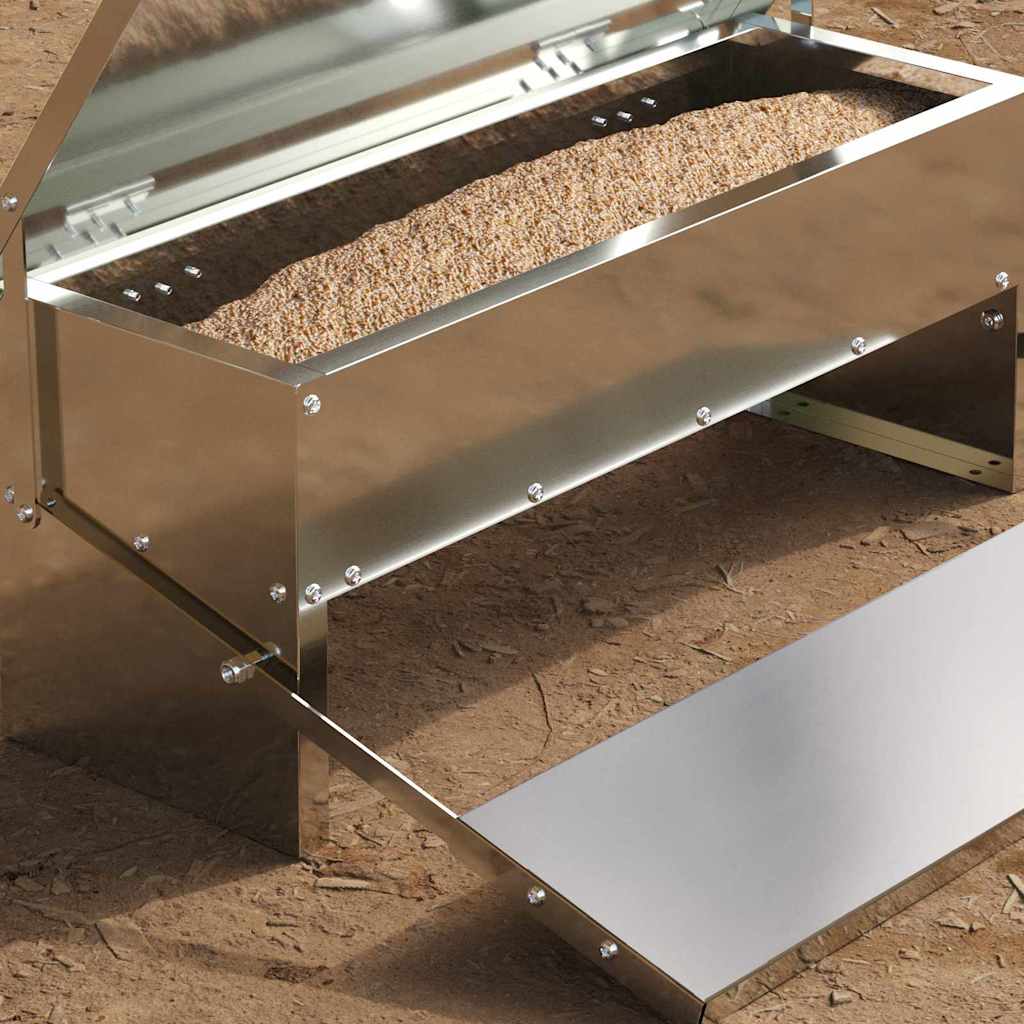 Mangiatore a Pedale per Pollo Argento 48,5 x 39,5 x 19 cm