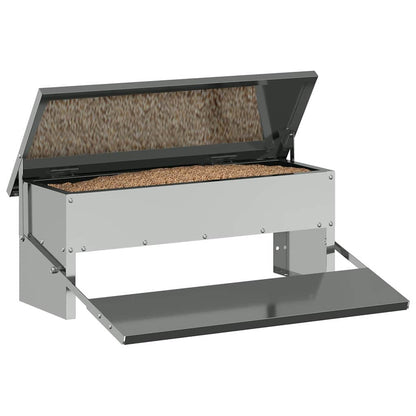 Mangiatore a Pedale per Pollo Argento 48,5 x 39,5 x 19 cm