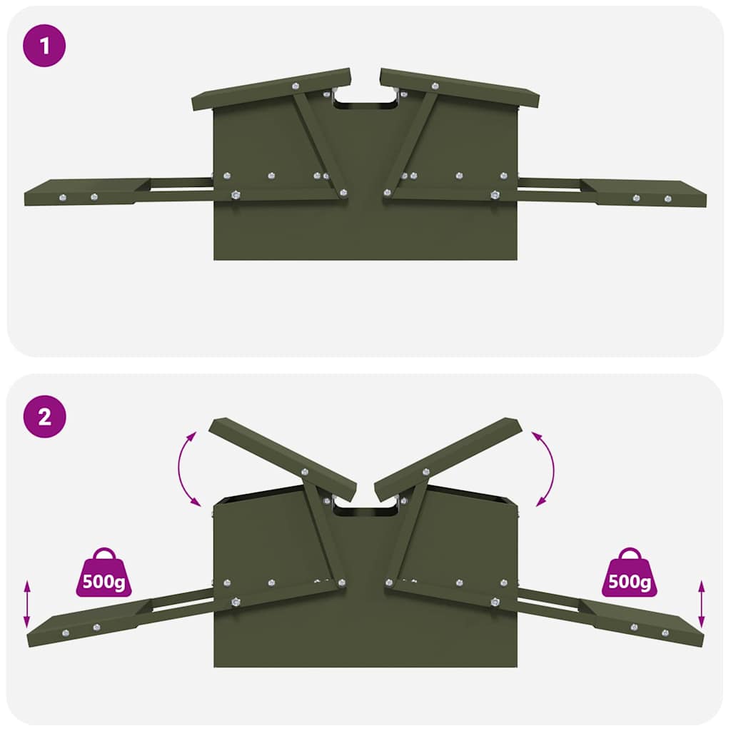 Mangiatore a Pedale per Pollo Verde oliva 75 x 53 x 20,5 cm