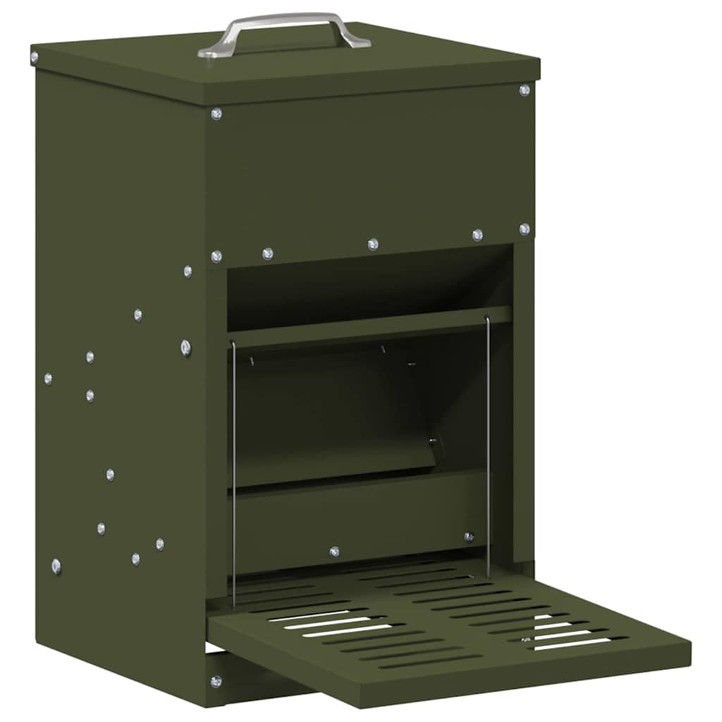 Mangiatore a Pedale per Pollo Verde oliva 25 x 42 x 40 cm