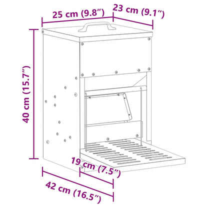 Mangiatore a Pedale per Pollo Verde oliva 25 x 42 x 40 cm