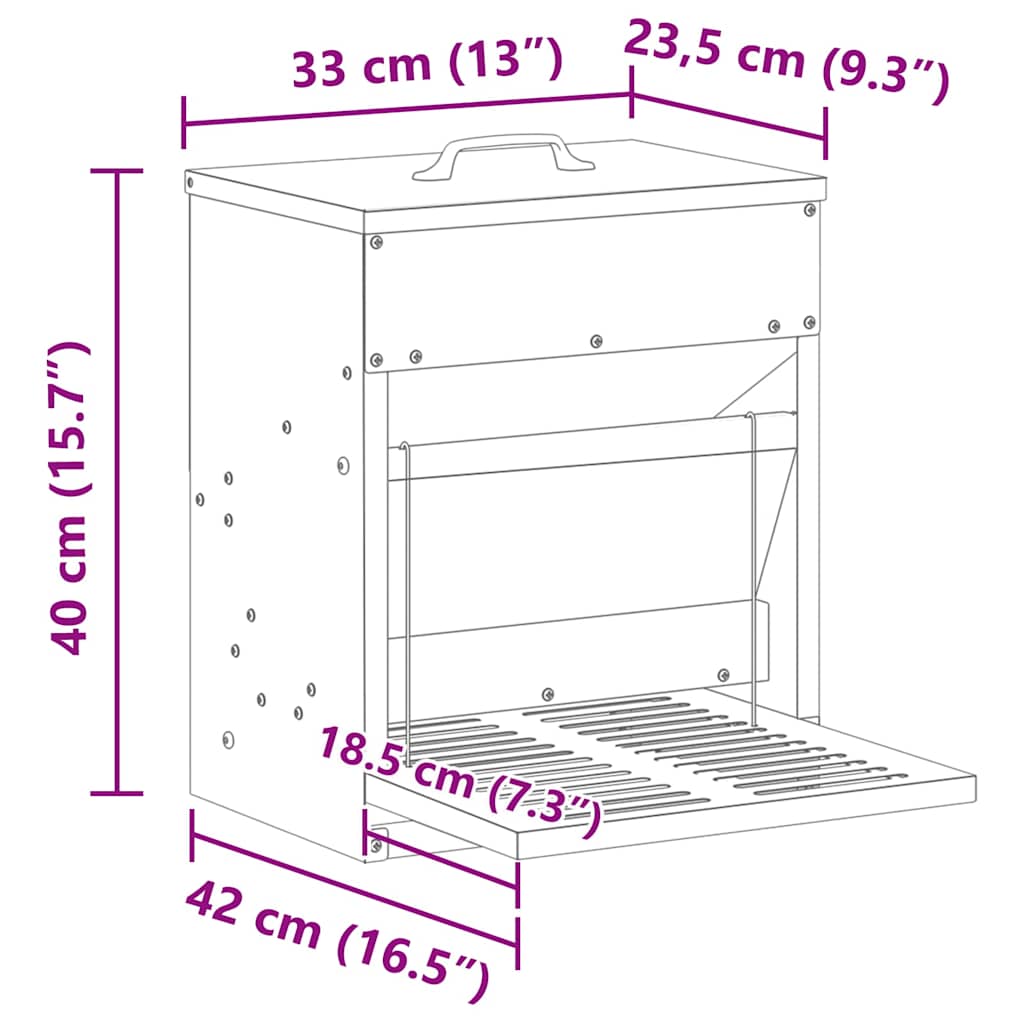 Mangiatore a Pedale per Pollo Nero 25 x 42 x 40 cm