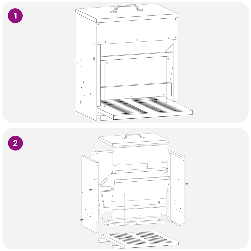Mangiatore a Pedale per Pollo Verde oliva 25 x 42 x 40 cm