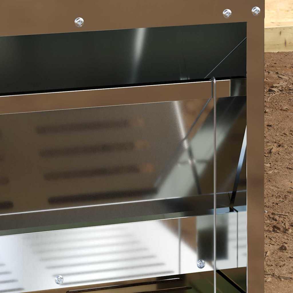 Mangiatore a Pedale per Pollo Argento 25 x 42 x 40 cm