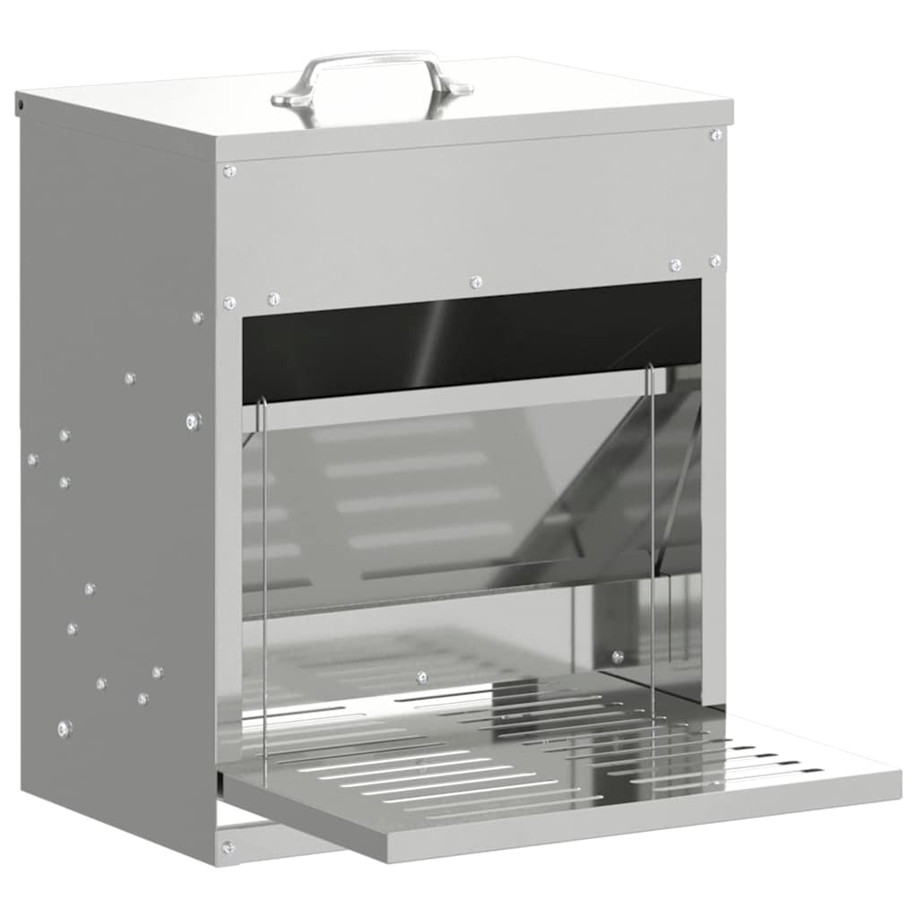 Mangiatore a Pedale per Pollo Argento 25 x 42 x 40 cm