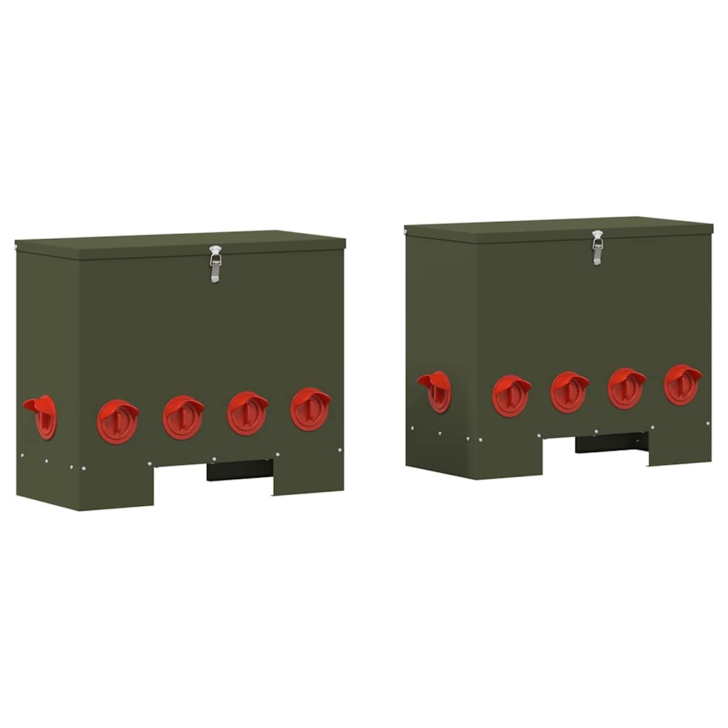 Feeder per pollo 2 pcs Verde oliva 60.5 x 29 x 51 cm