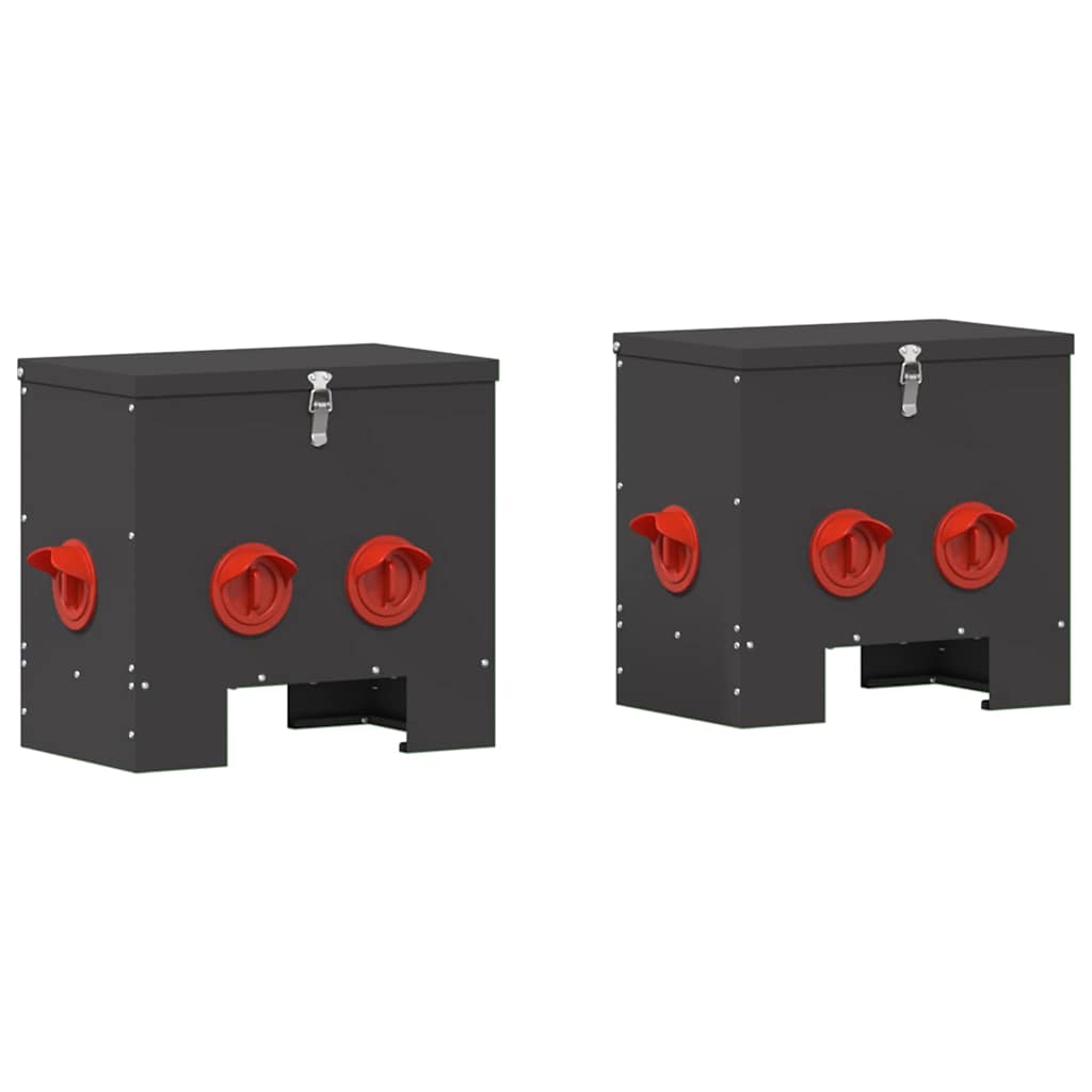 Feeder per pollo 2 pcs Nero 60.5 x 29 x 51 cm