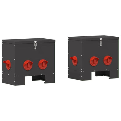 Feeder per pollo 2 pcs Nero 60.5 x 29 x 51 cm