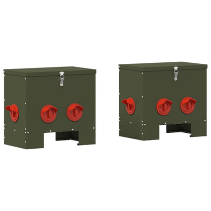 Feeder per pollo 2 pcs Verde oliva 60.5 x 29 x 51 cm