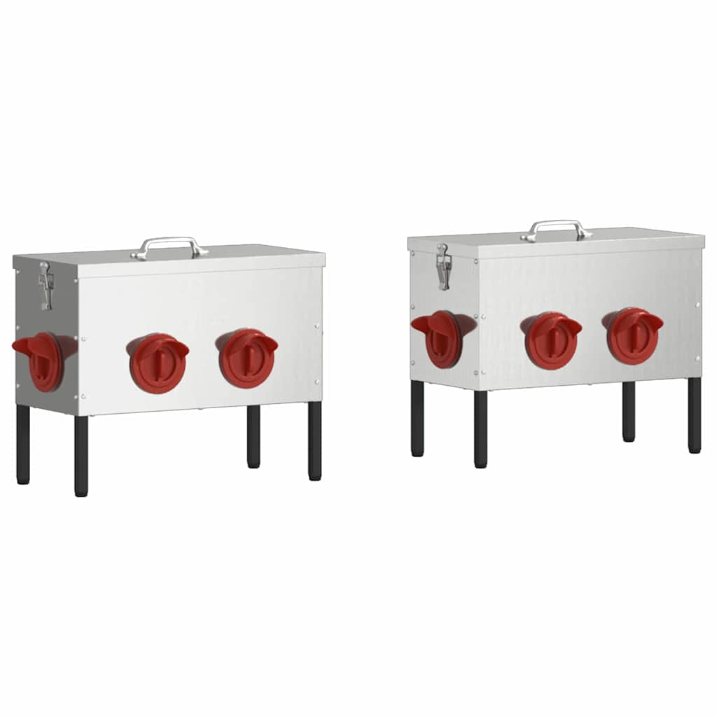 Feeder per pollo 2 pcs Argento 41,5 x 20,5 x 33 cm