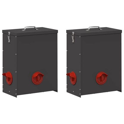 Feeder per pollo 2 pcs Nero 32,5 x 20,5 x 43 cm