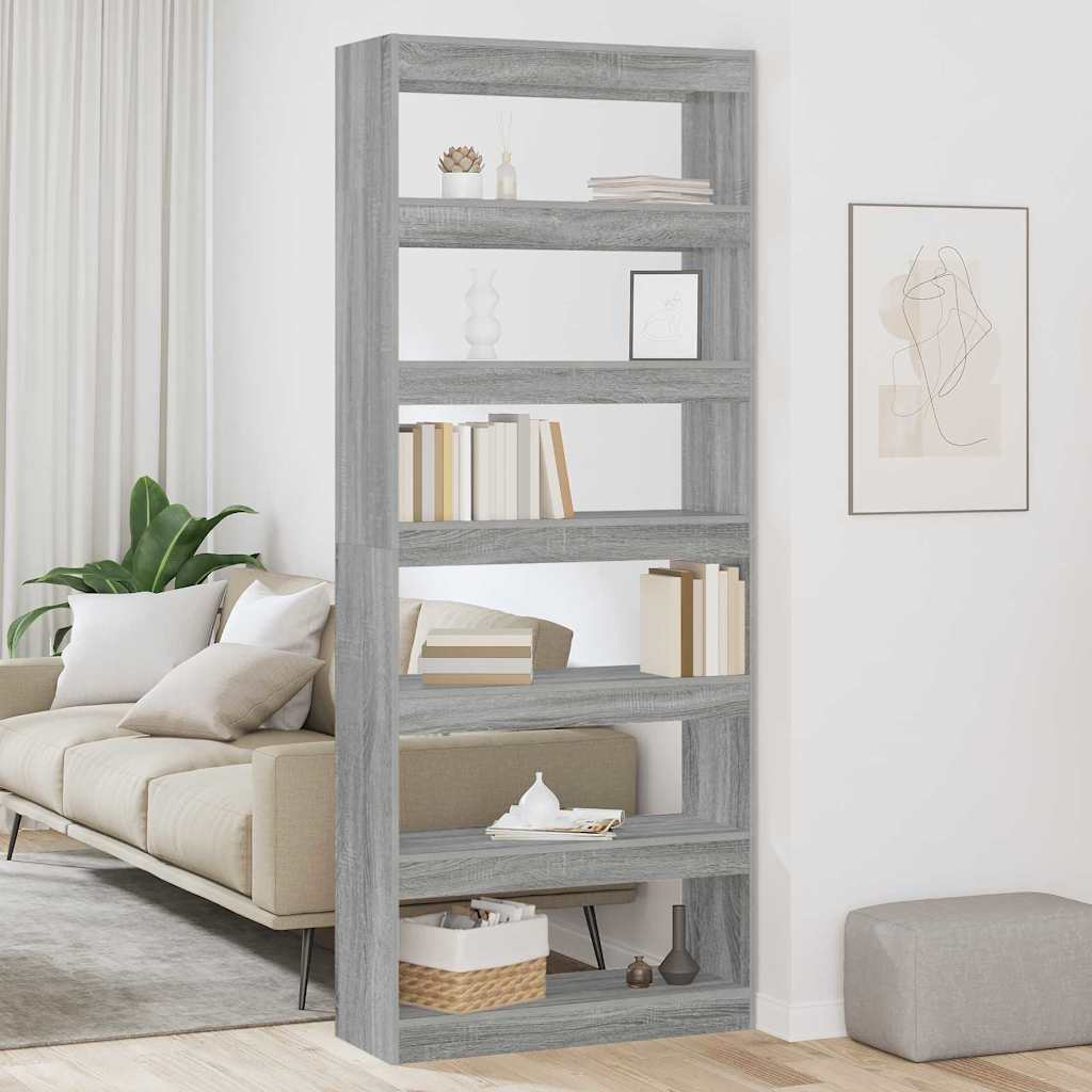 Libreria Grigio sonoma 80 x 30 x 198 cm Legno multistrato